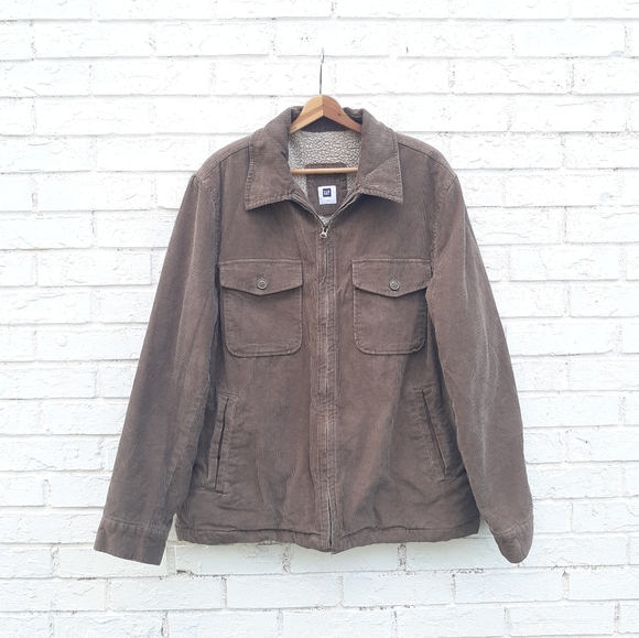 Gap Y2K Corduroy Jacket Sherpa Lined Zip Front